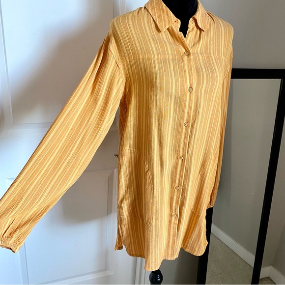 prAna Size small Deep Solstice Fernie Shirt Cover Up Stripe Button Front new! - Picture 2 of 9